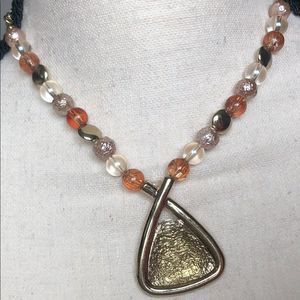 NWOT Faux jewel necklace and earring set, gold tone